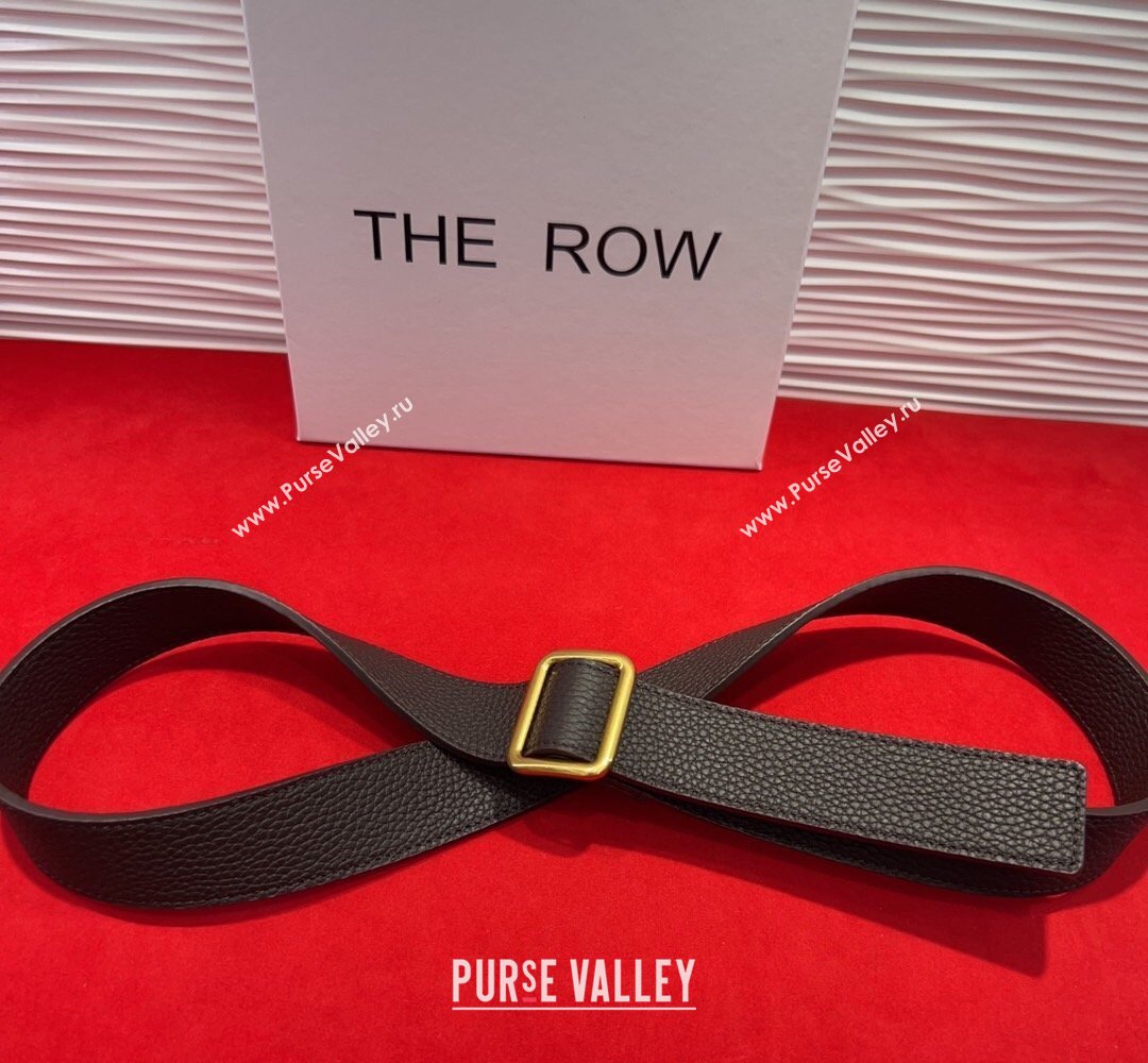 The Row Grained Leather Belt 3cm with Square Buckle Brown/Gold 2026 TR031701 (99-260317057)