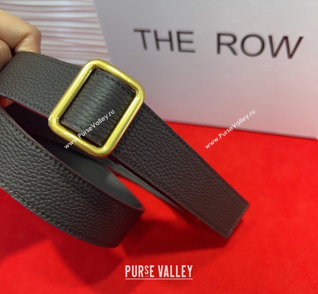 The Row Grained Leather Belt 3cm with Square Buckle Brown/Gold 2026 TR031701 (99-260317057)