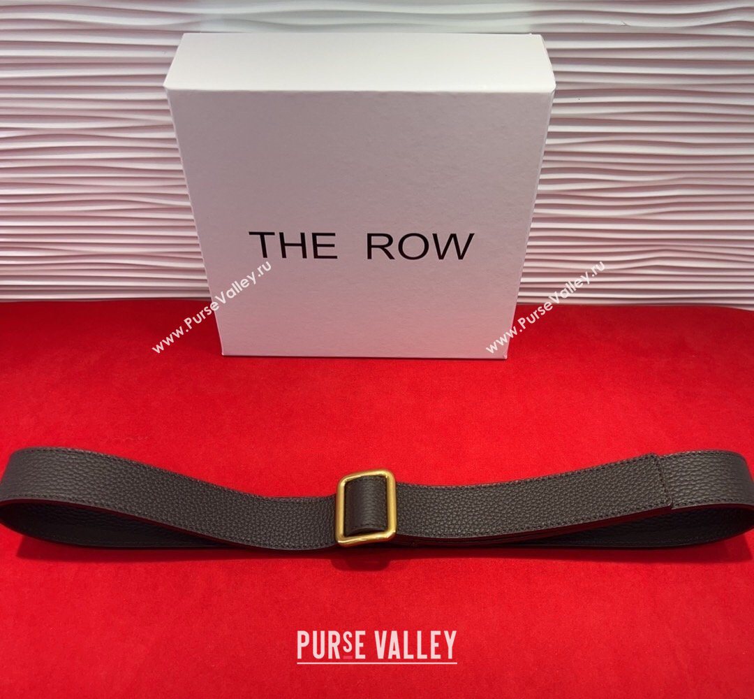 The Row Grained Leather Belt 3cm with Square Buckle Brown/Gold 2026 TR031701 (99-260317057)