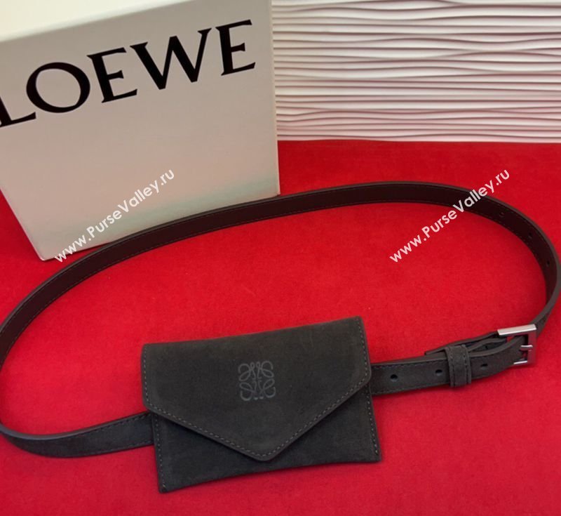 Loewe Anagram Pouch Belt 2cm in Suede Dark Brown 2026 LW031702 (99-260317062)