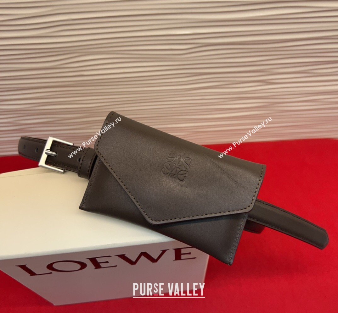 Loewe Anagram Pouch Belt 2cm in Leather Dark Brown 2026 LW031702 (99-260317065)
