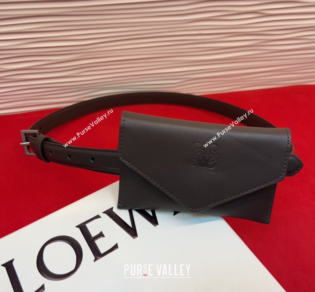 Loewe Anagram Pouch Belt 2cm in Leather Dark Brown 2026 LW031702 (99-260317065)