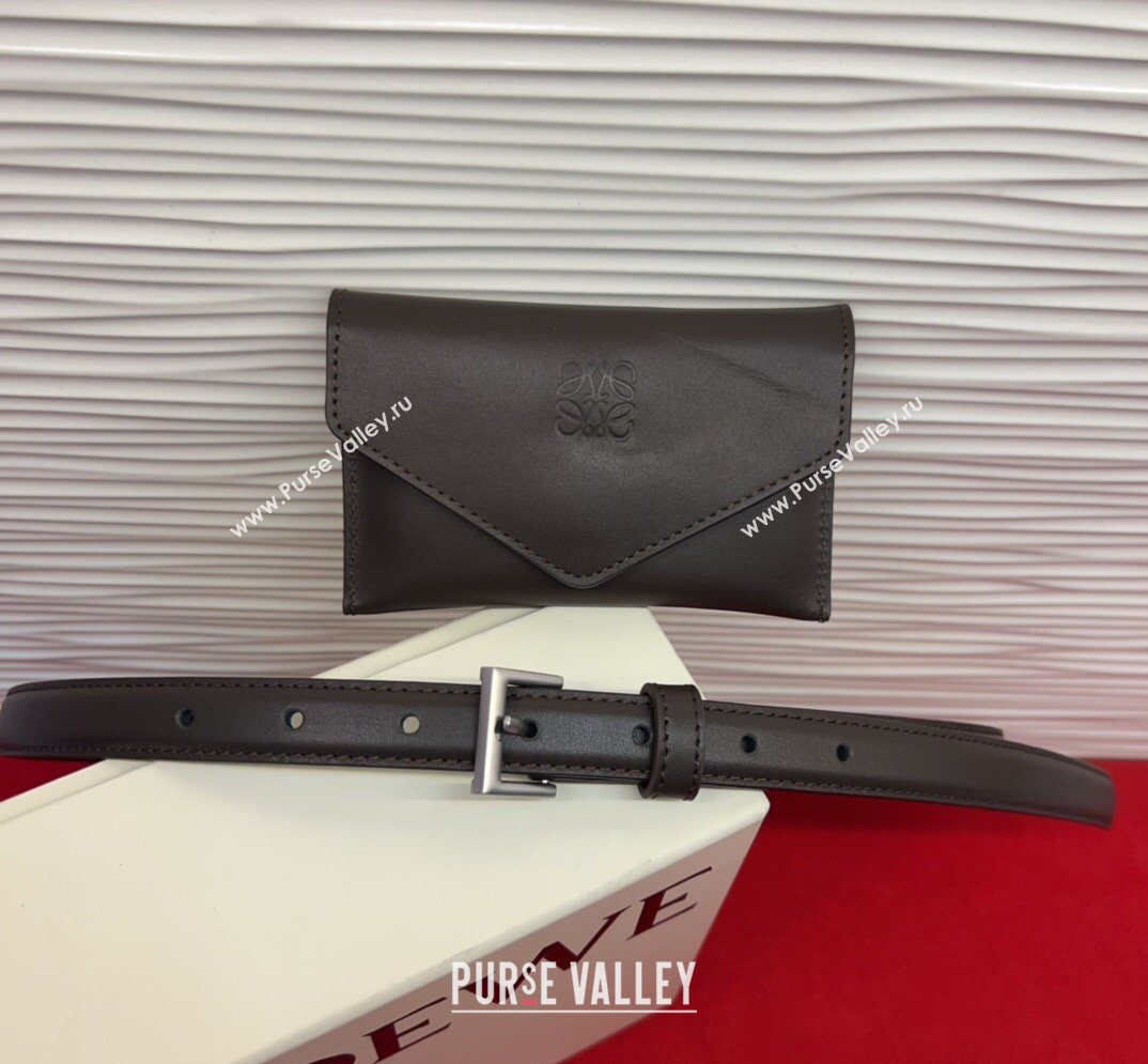 Loewe Anagram Pouch Belt 2cm in Leather Dark Brown 2026 LW031702 (99-260317065)