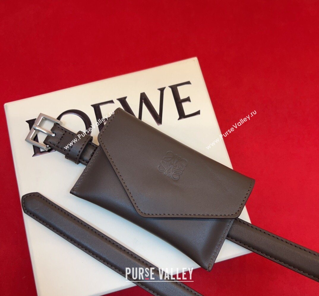 Loewe Anagram Pouch Belt 2cm in Leather Dark Brown 2026 LW031702 (99-260317065)