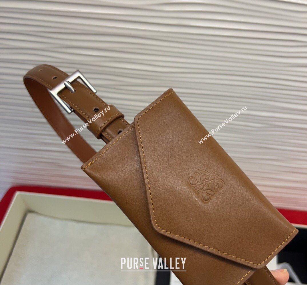Loewe Anagram Pouch Belt 2cm in Leather Brown2 2026 LW031702 (99-260317066)