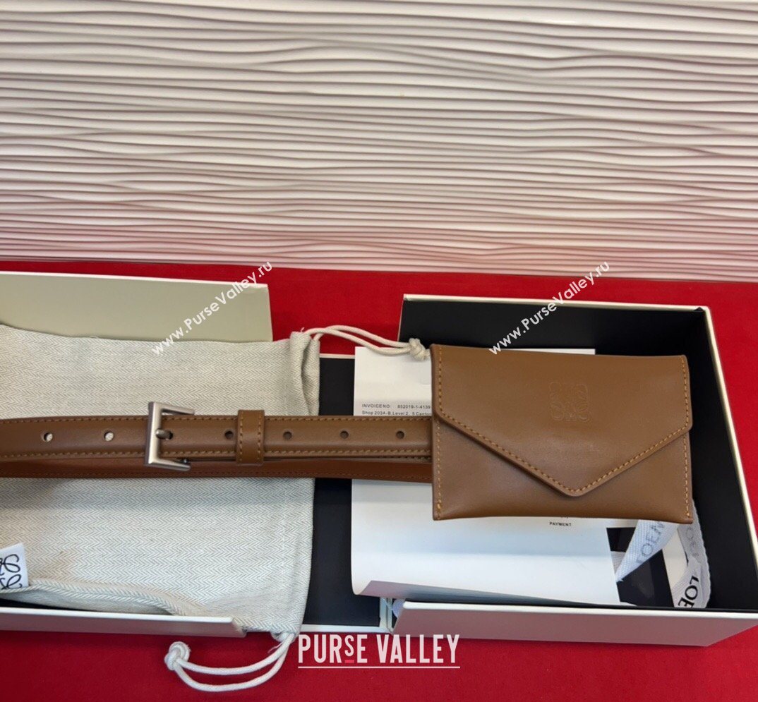 Loewe Anagram Pouch Belt 2cm in Leather Brown2 2026 LW031702 (99-260317066)