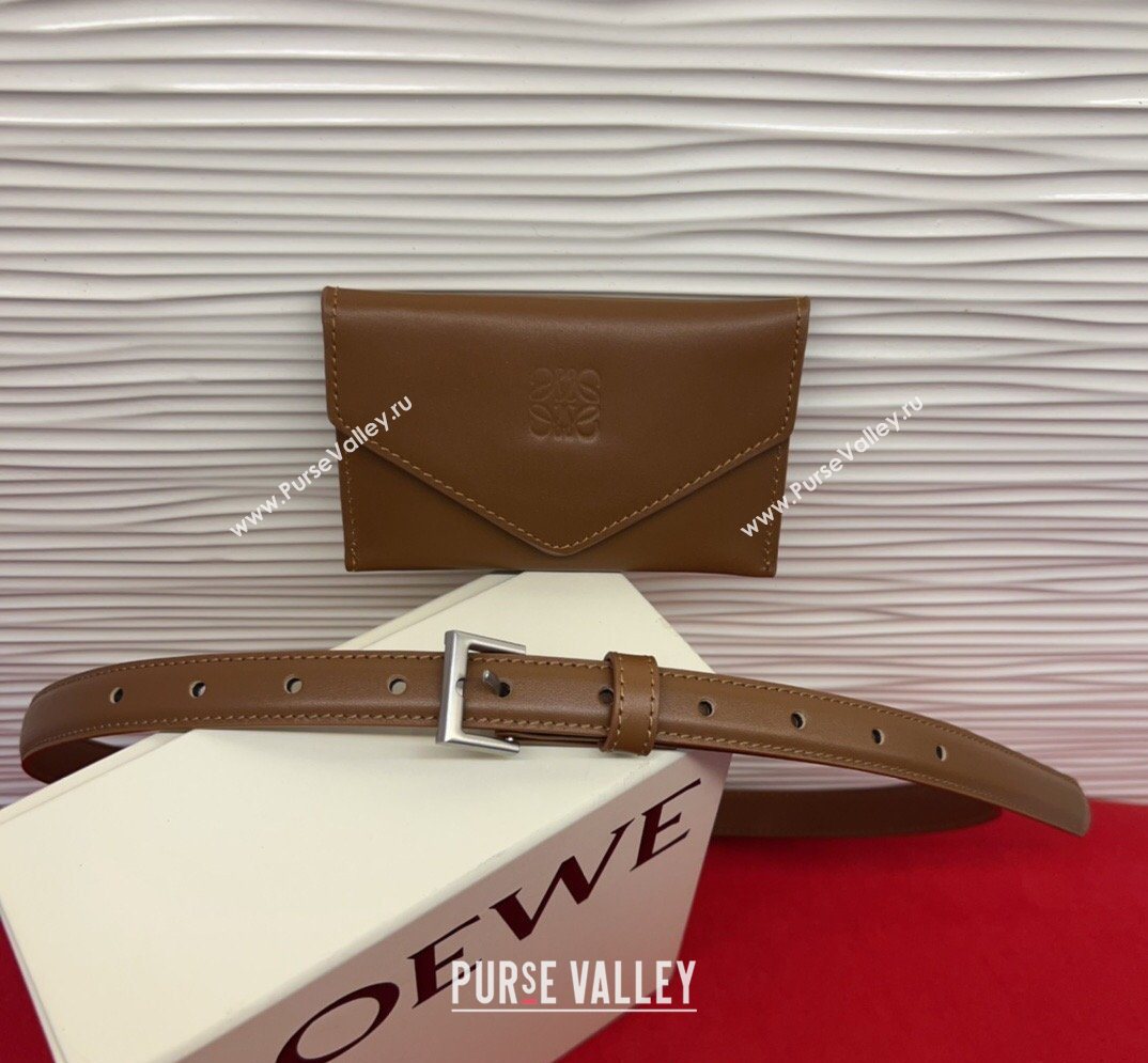 Loewe Anagram Pouch Belt 2cm in Leather Brown2 2026 LW031702 (99-260317066)