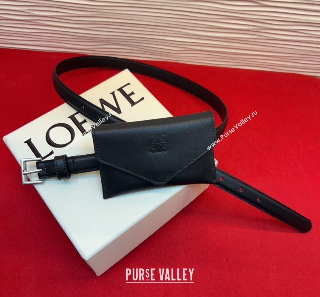 Loewe Anagram Pouch Belt 2cm in Leather Black 2026 LW031702 (99-260317067)