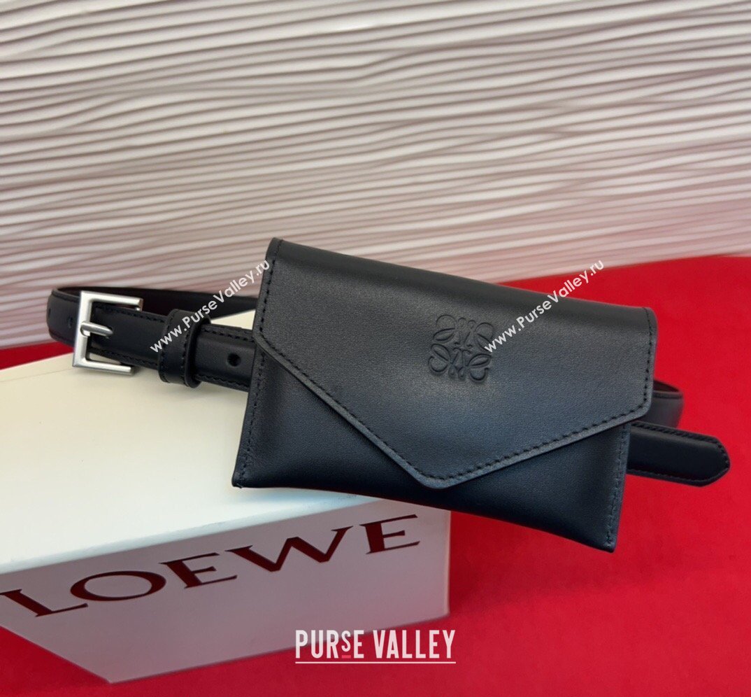 Loewe Anagram Pouch Belt 2cm in Leather Black 2026 LW031702 (99-260317067)