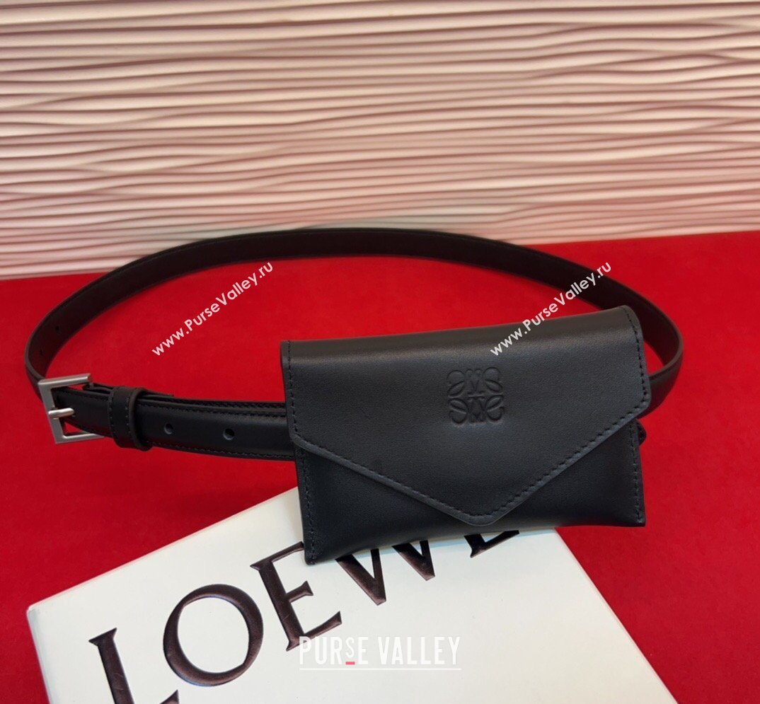 Loewe Anagram Pouch Belt 2cm in Leather Black 2026 LW031702 (99-260317067)