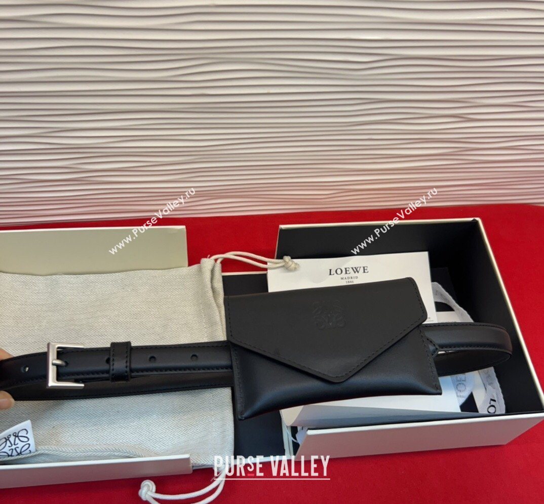 Loewe Anagram Pouch Belt 2cm in Leather Black 2026 LW031702 (99-260317067)