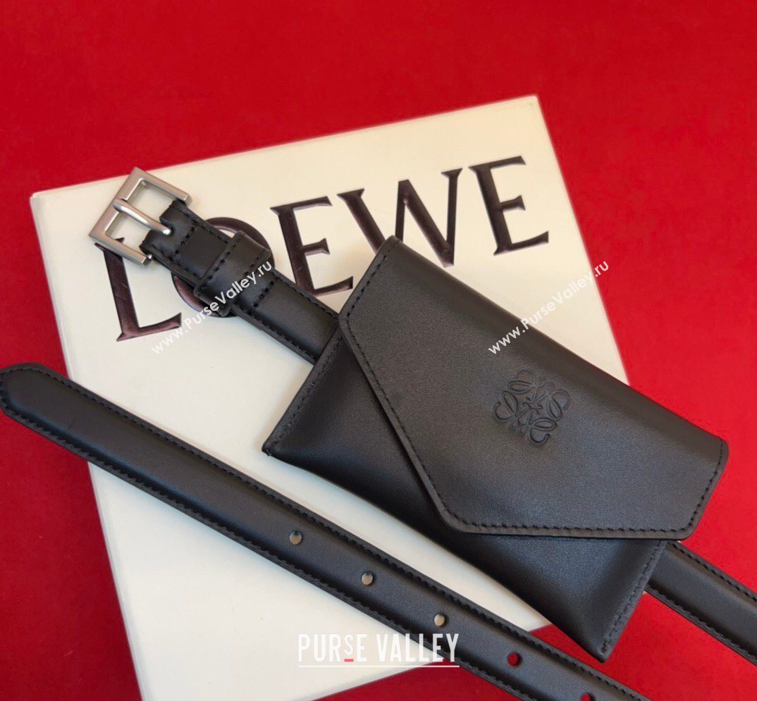 Loewe Anagram Pouch Belt 2cm in Leather Black 2026 LW031702 (99-260317067)