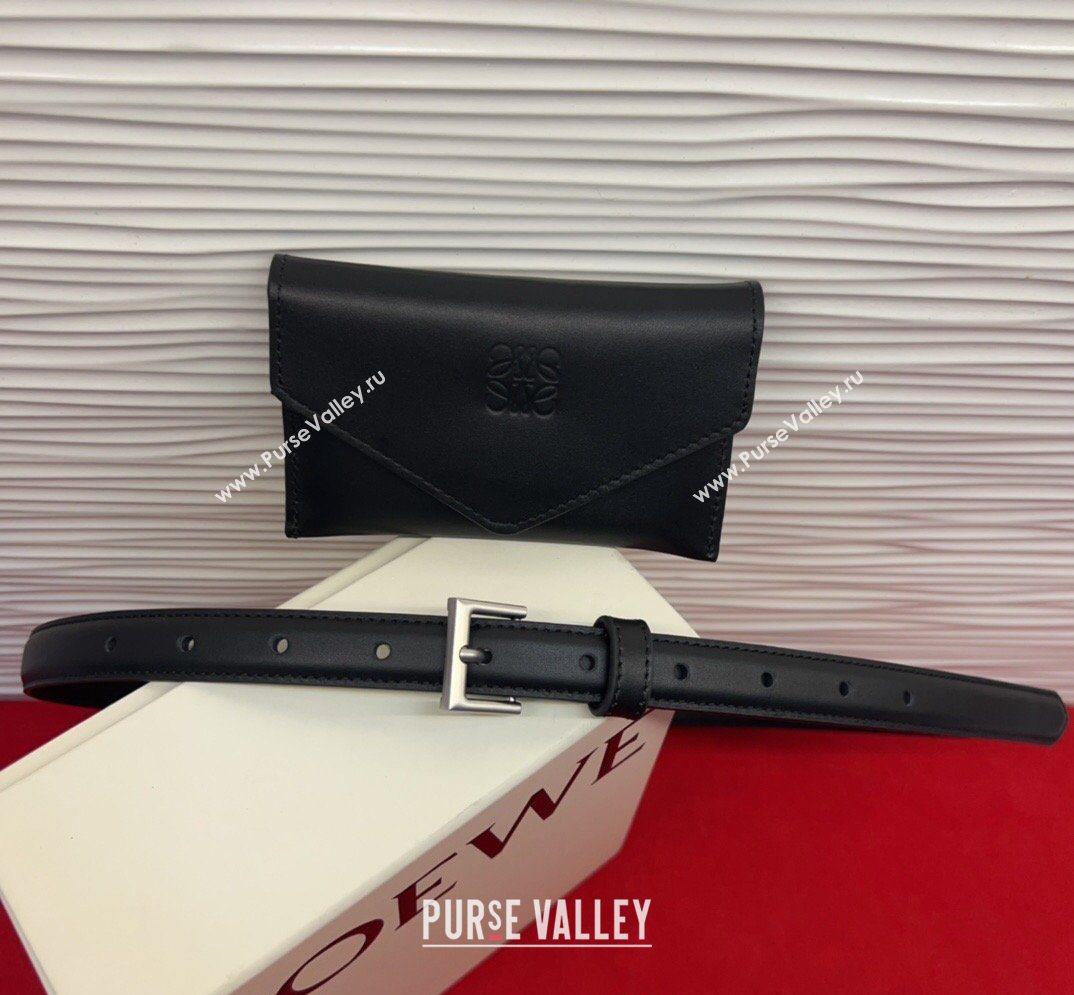 Loewe Anagram Pouch Belt 2cm in Leather Black 2026 LW031702 (99-260317067)