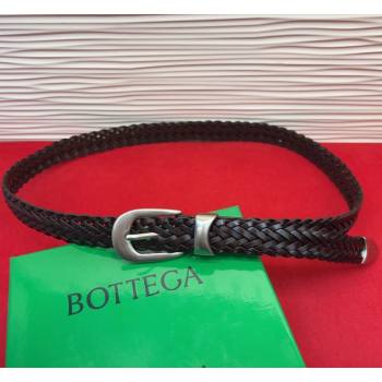 Bottega Veneta Woven Leather Belt 2.5cm with Pin Buckle Chocolate 2026 BV031602 (99-260316074)