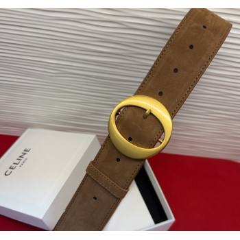 Celine Twin Triomphe Belt 4.5x105cm with Round Buckle in Suede Taupe 2026 (99-260316019)