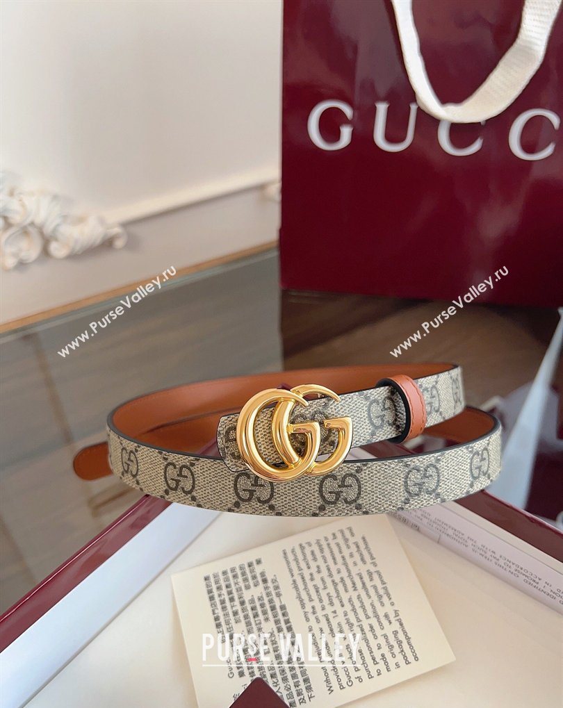 Gucci GG Canvas and Leather Reversible Belt 2cm Brown 2026 GG031701 (99-260317029)