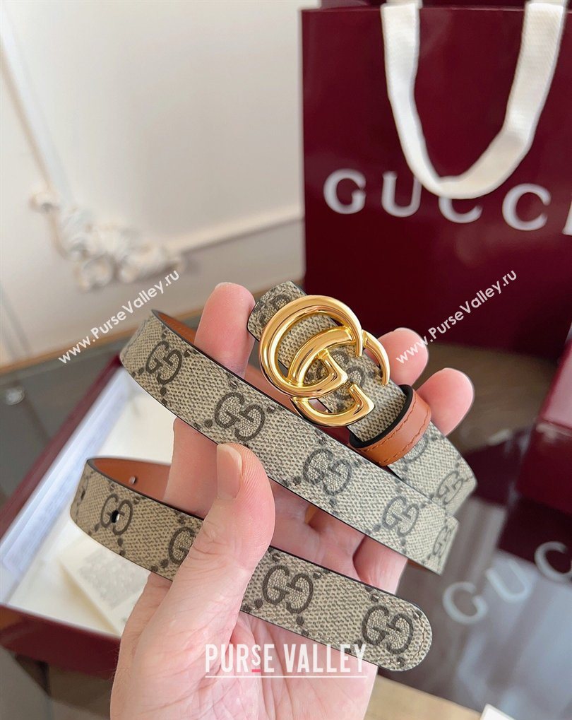 Gucci GG Canvas and Leather Reversible Belt 2cm Brown 2026 GG031701 (99-260317029)