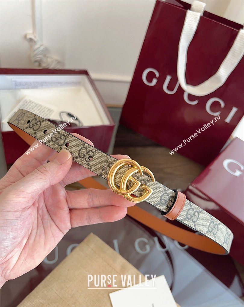 Gucci GG Canvas and Leather Reversible Belt 2cm Brown 2026 GG031701 (99-260317029)