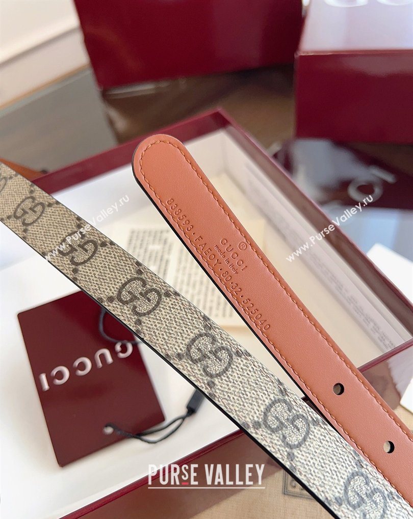 Gucci GG Canvas and Leather Reversible Belt 2cm Brown 2026 GG031701 (99-260317029)