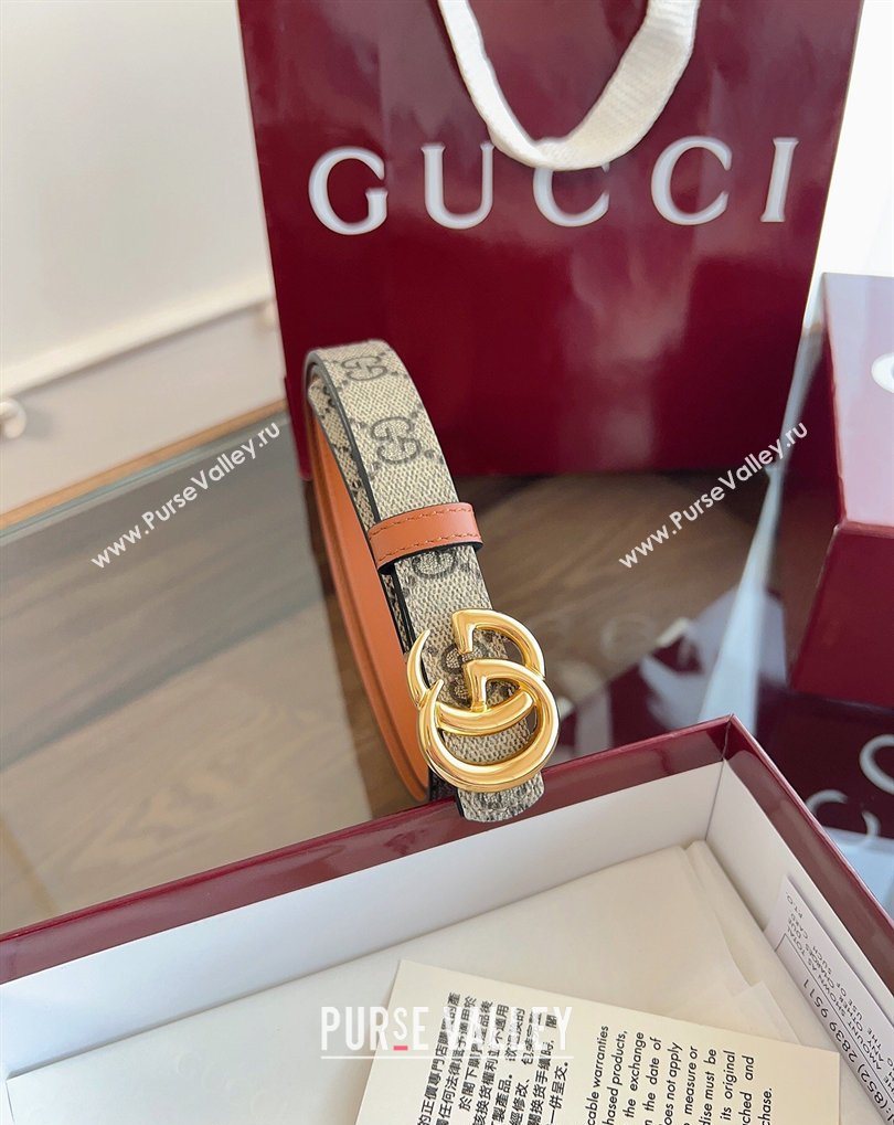 Gucci GG Canvas and Leather Reversible Belt 2cm Brown 2026 GG031701 (99-260317029)