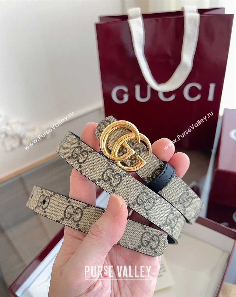 Gucci GG Canvas and Leather Reversible Belt 2cm Black 2026 GG031701 (99-260317031)