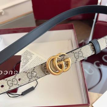 Gucci GG Canvas and Leather Reversible Belt 2cm Black 2026 GG031701 (99-260317031)