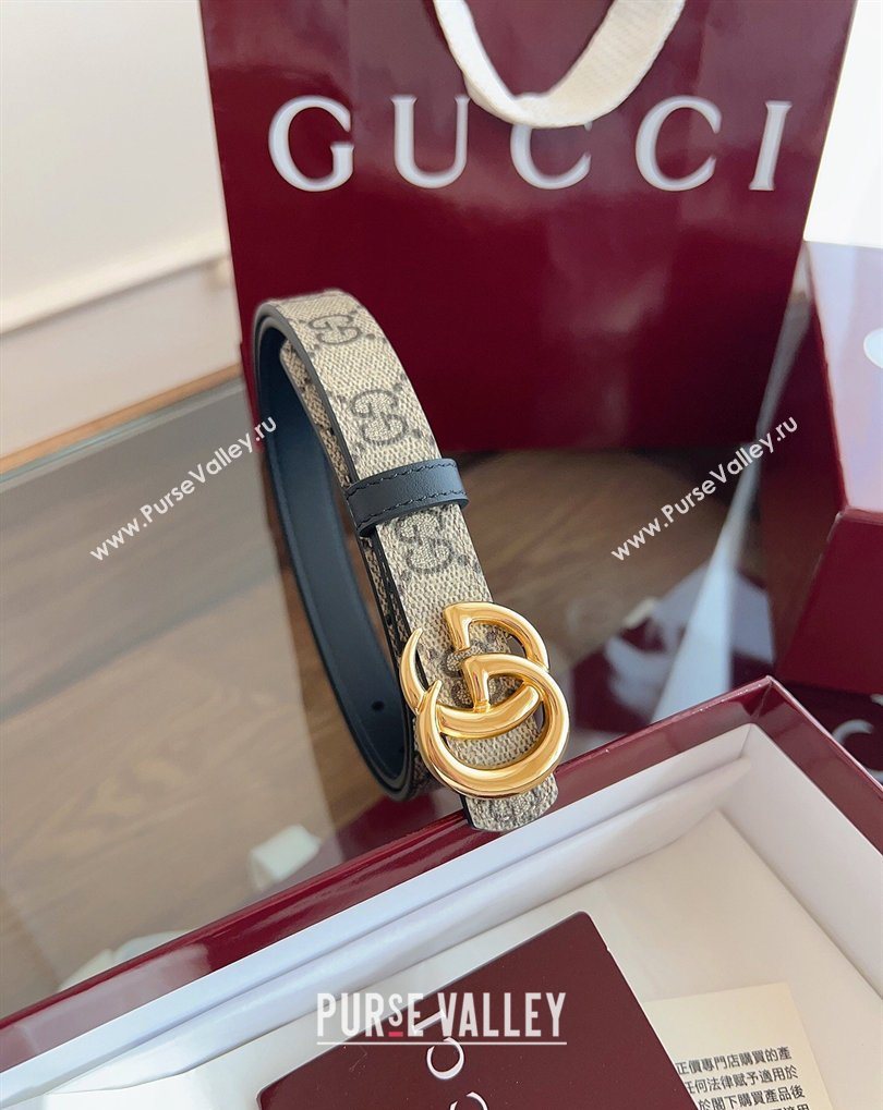 Gucci GG Canvas and Leather Reversible Belt 2cm Black 2026 GG031701 (99-260317031)
