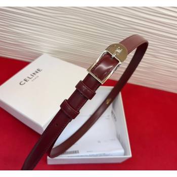 Celine Shiny Calfskin Leather Belt 1.8cm with Pin Buckle Dark Burgundy/Silver 2026 CE031603 (99-260316035)
