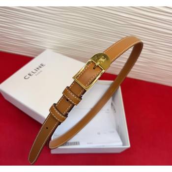 Celine Shiny Calfskin Leather Belt 1.8cm with Pin Buckle Tan Brown/Gold 2026 CE031603 (99-260316036)