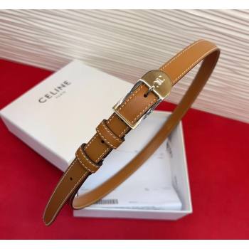 Celine Shiny Calfskin Leather Belt 1.8cm with Pin Buckle Tan Brown/Silver 2026 CE031603 (99-260316037)