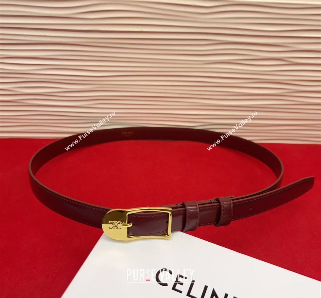 Celine Shiny Calfskin Leather Belt 1.8cm with Pin Buckle Dark Brown/Gold 2026 CE031603 (99-260316038)