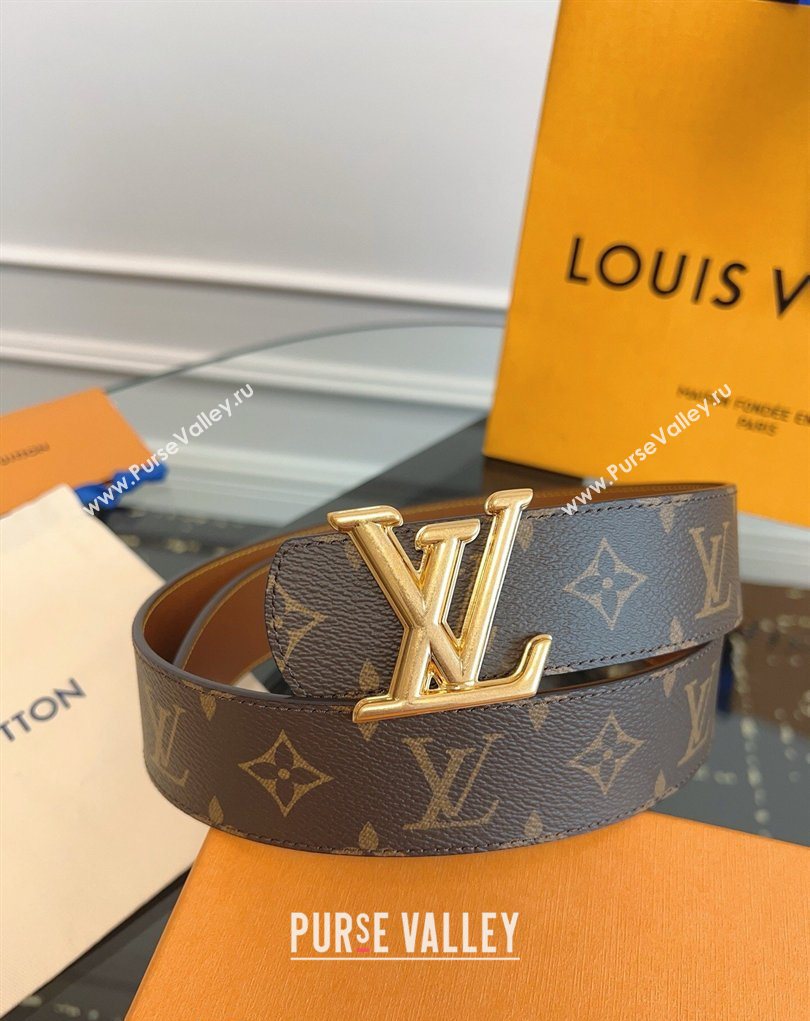 Louis Vuitton Monogram Canvas and Leather Belt 4cm with LV Buckle Brown 2026 LV031601 (99-260316082)