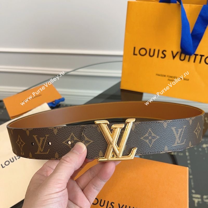 Louis Vuitton Monogram Canvas and Leather Belt 4cm with LV Buckle Brown 2026 LV031601 (99-260316082)