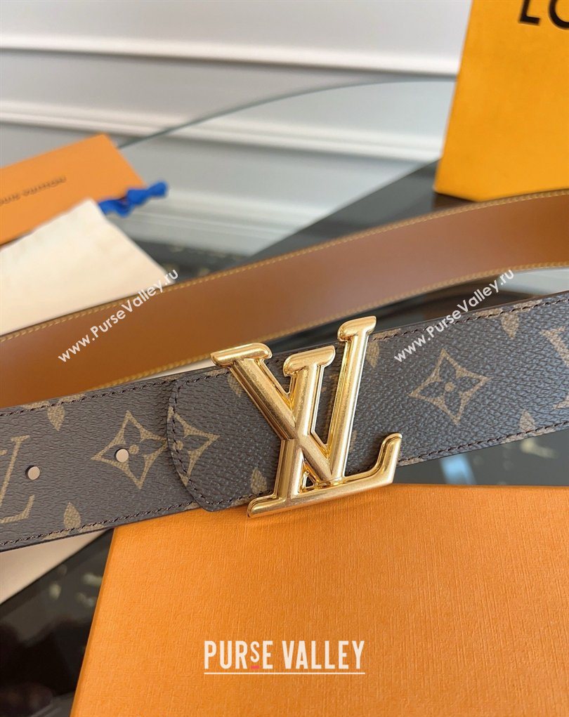 Louis Vuitton Monogram Canvas and Leather Belt 4cm with LV Buckle Brown 2026 LV031601 (99-260316082)
