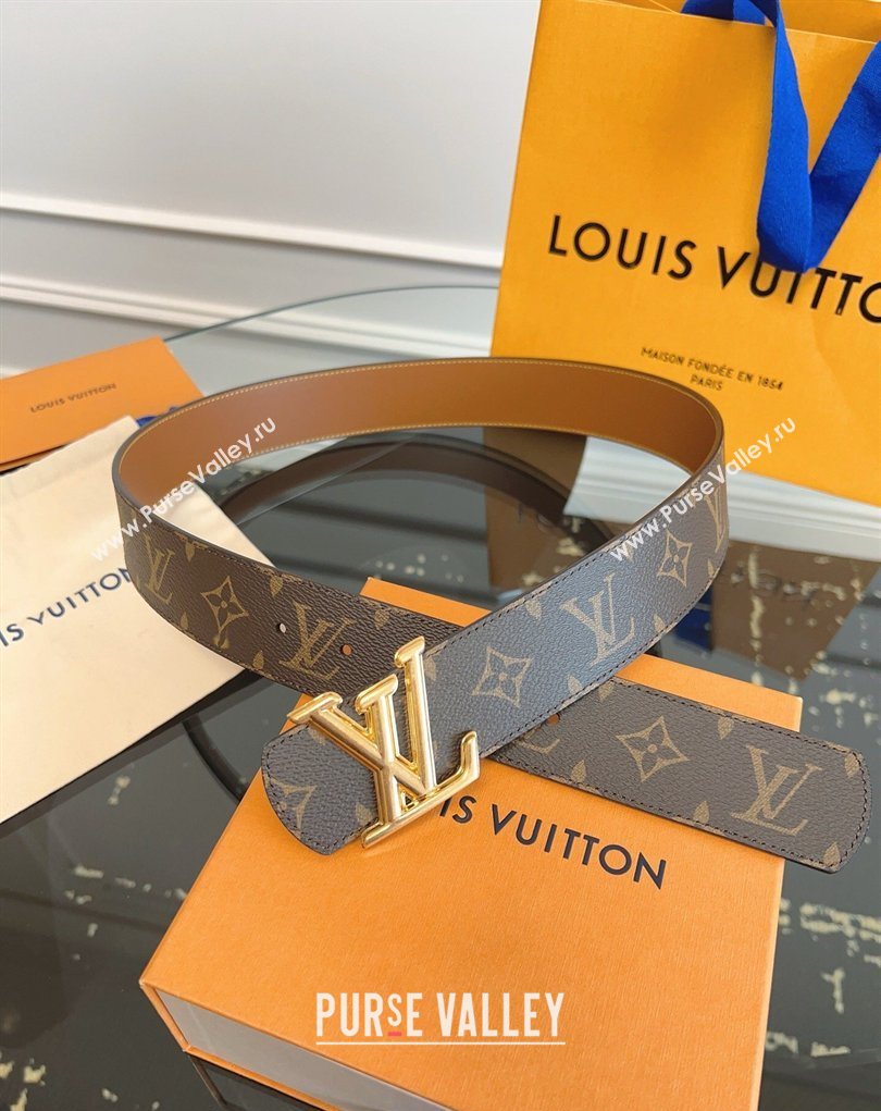 Louis Vuitton Monogram Canvas and Leather Belt 4cm with LV Buckle Brown 2026 LV031601 (99-260316082)