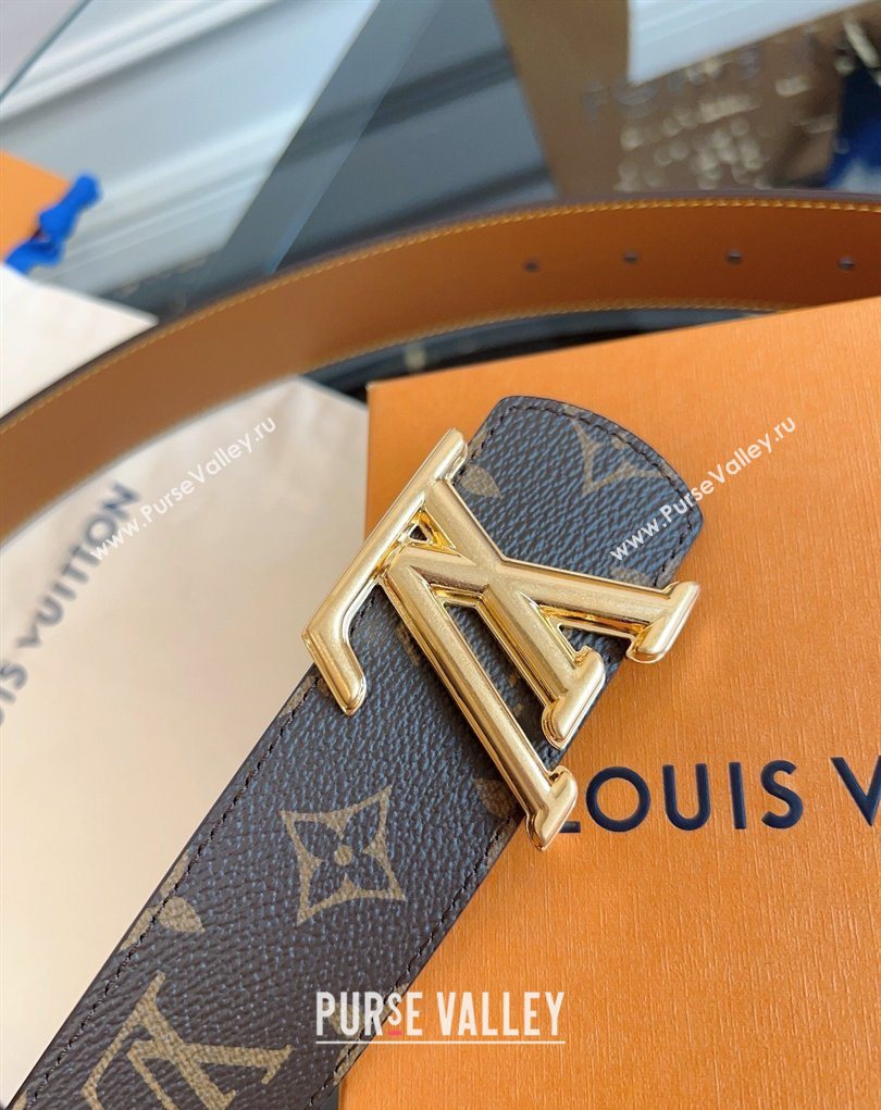Louis Vuitton Monogram Canvas and Leather Belt 4cm with LV Buckle Brown 2026 LV031601 (99-260316082)