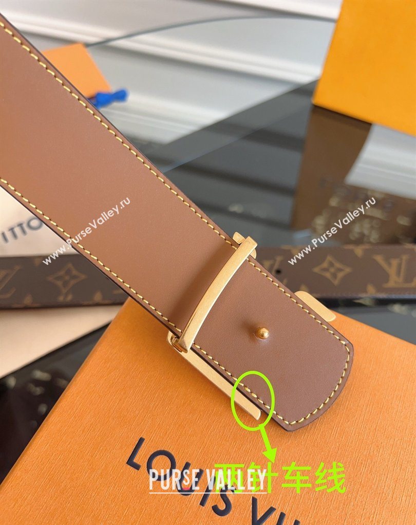 Louis Vuitton Monogram Canvas and Leather Belt 4cm with LV Buckle Brown 2026 LV031601 (99-260316082)