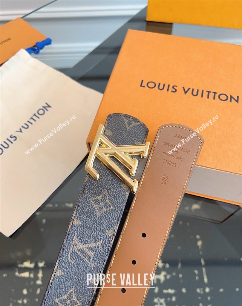 Louis Vuitton Monogram Canvas and Leather Belt 4cm with LV Buckle Brown 2026 LV031601 (99-260316082)