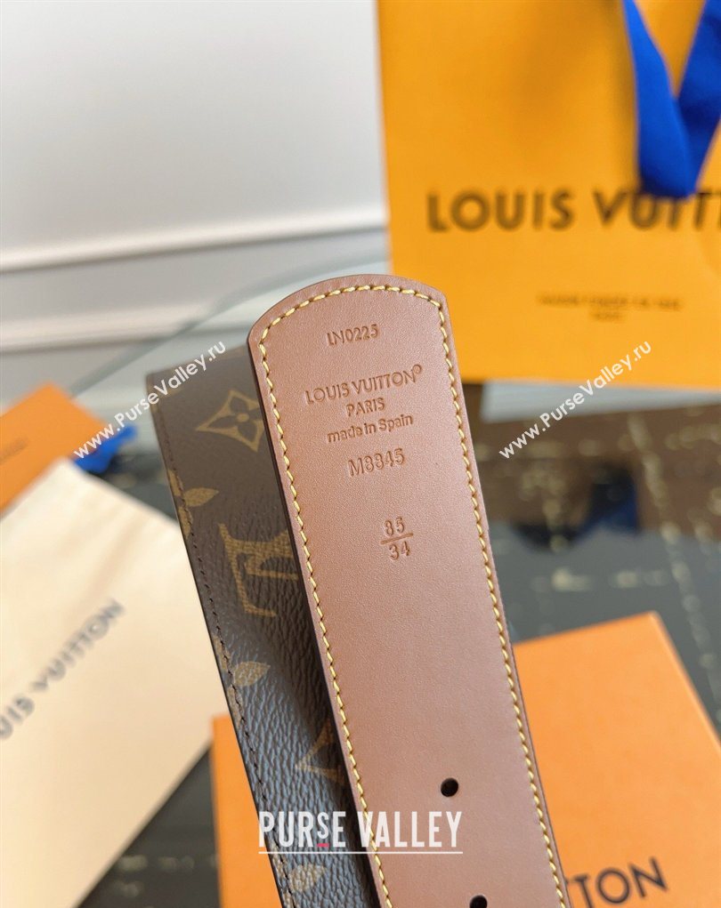 Louis Vuitton Monogram Canvas and Leather Belt 4cm with LV Buckle Brown 2026 LV031601 (99-260316082)