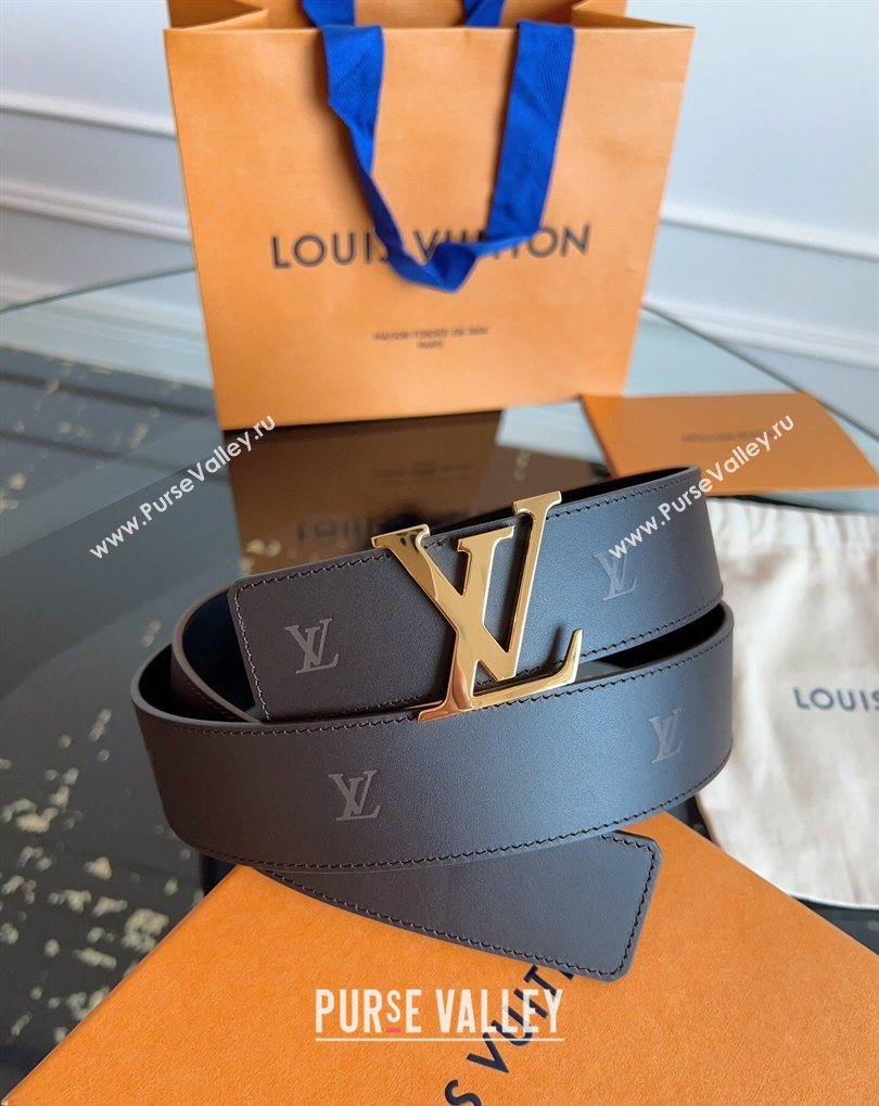 Louis Vuitton LV Embossed Leather Belt 4cm with LV Buckle Dark Brown/Shiny Gold 2026 LV031602 (99-260316086)