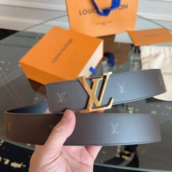 Louis Vuitton LV Embossed Leather Belt 4cm with LV Buckle Dark Brown/Shiny Gold 2026 LV031602 (99-260316086)