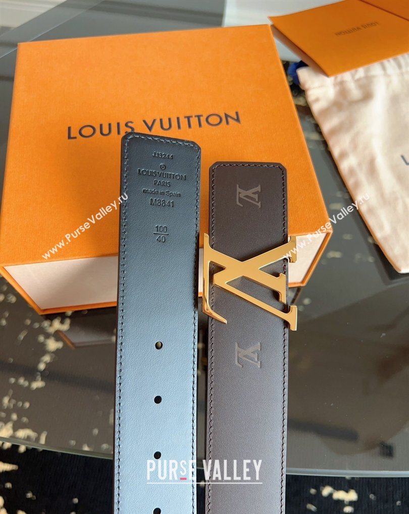 Louis Vuitton LV Embossed Leather Belt 4cm with LV Buckle Dark Brown/Shiny Gold 2026 LV031602 (99-260316086)