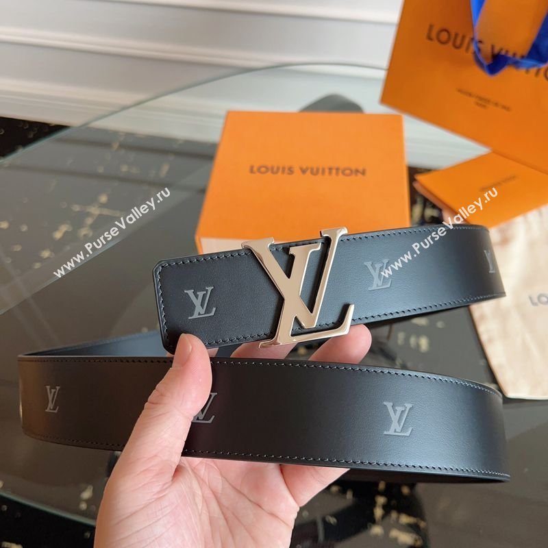 Louis Vuitton LV Embossed Leather Belt 4cm with LV Buckle Black/Shiny Silver 2026 LV031602 (99-260316087)