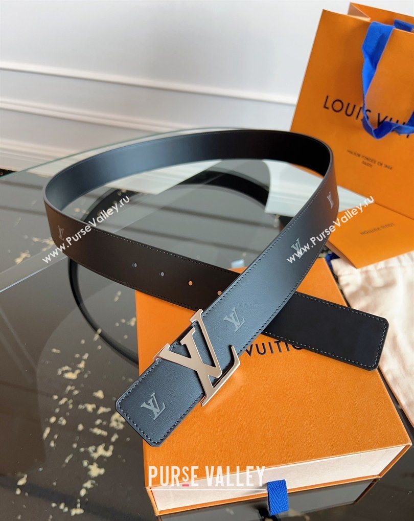 Louis Vuitton LV Embossed Leather Belt 4cm with LV Buckle Black/Shiny Silver 2026 LV031602 (99-260316087)