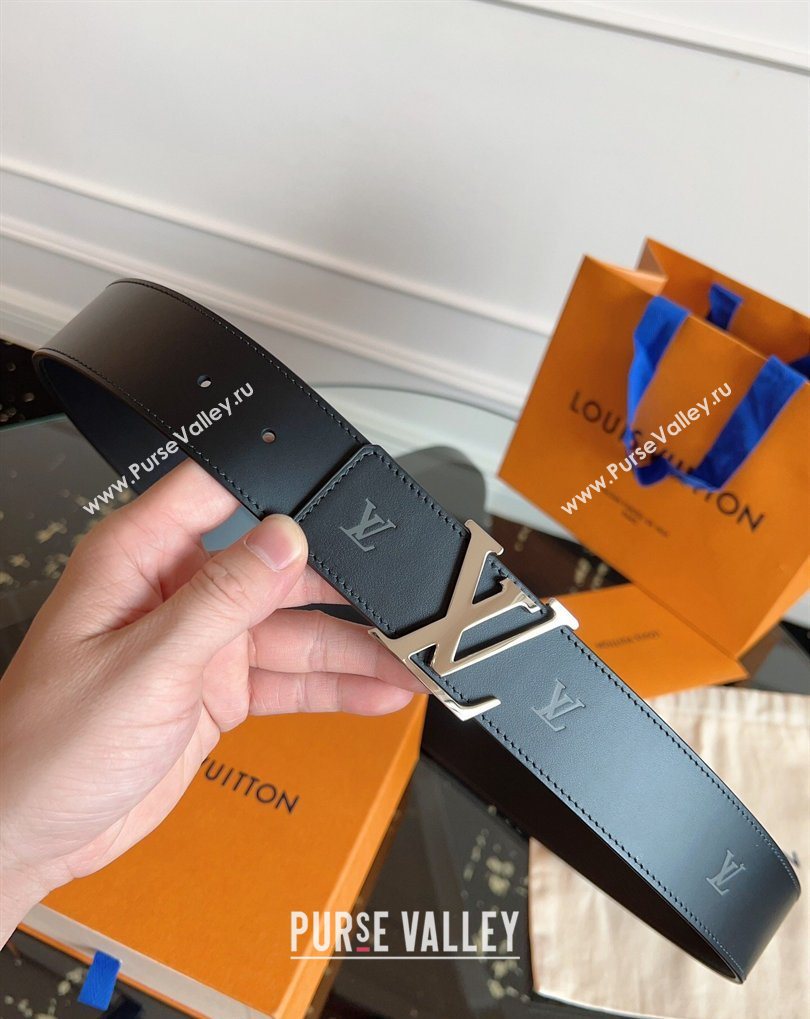 Louis Vuitton LV Embossed Leather Belt 4cm with LV Buckle Black/Shiny Silver 2026 LV031602 (99-260316087)