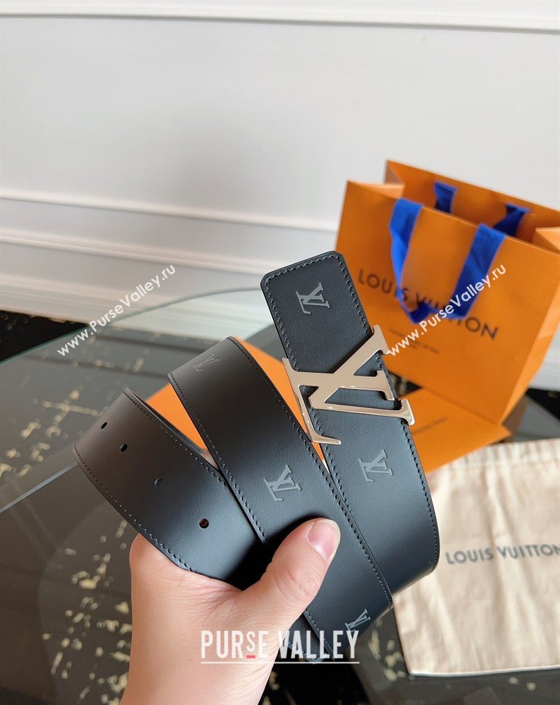 Louis Vuitton LV Embossed Leather Belt 4cm with LV Buckle Black/Shiny Silver 2026 LV031602 (99-260316087)