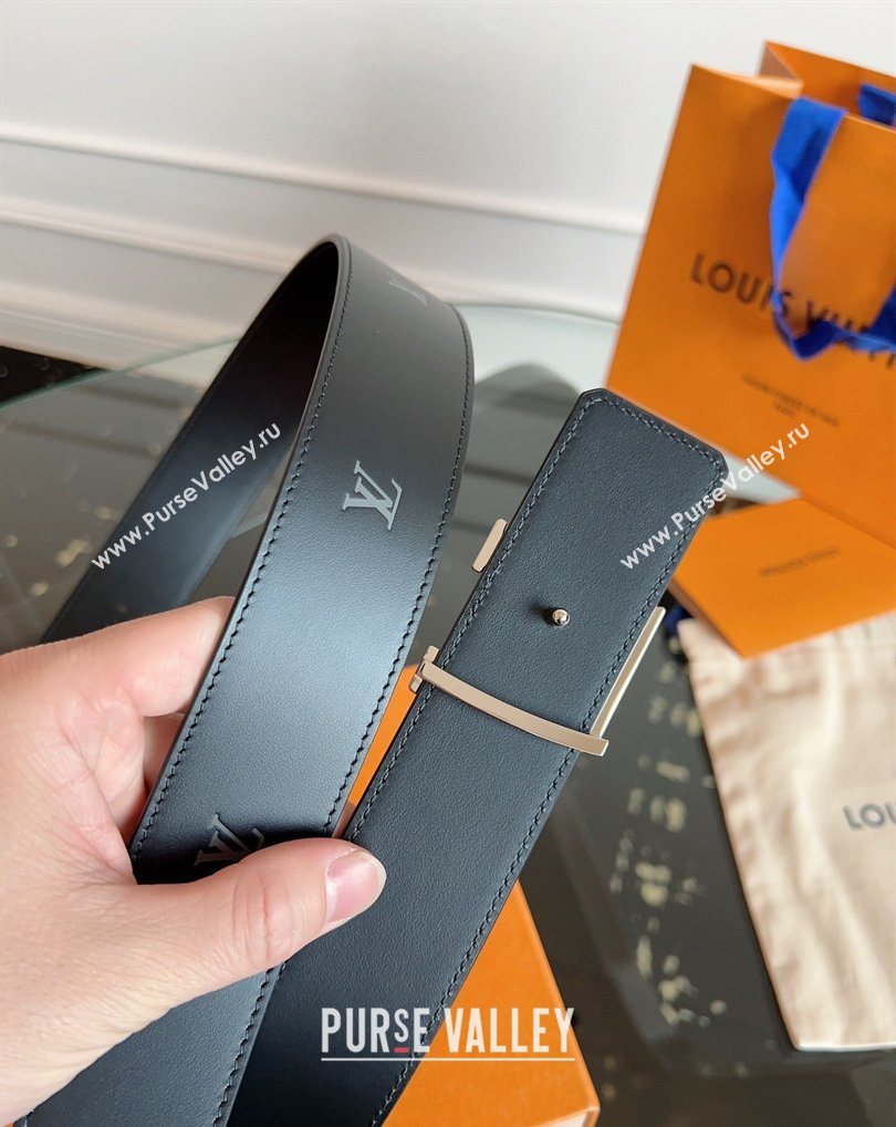 Louis Vuitton LV Embossed Leather Belt 4cm with LV Buckle Black/Shiny Silver 2026 LV031602 (99-260316087)