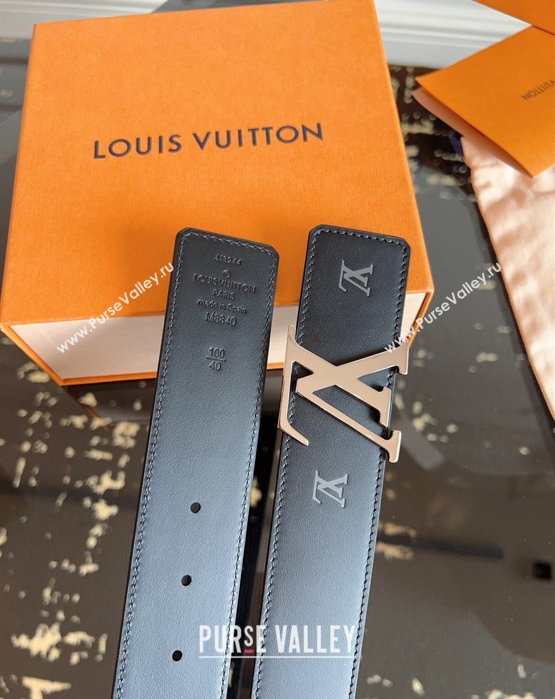 Louis Vuitton LV Embossed Leather Belt 4cm with LV Buckle Black/Shiny Silver 2026 LV031602 (99-260316087)