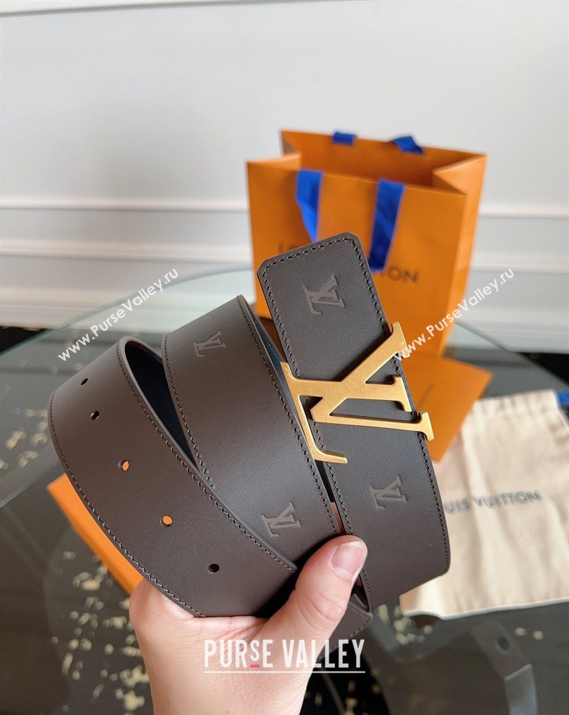 Louis Vuitton LV Embossed Leather Belt 4cm with LV Buckle Brown/Aged Gold 2026 LV031602 (99-260316089)