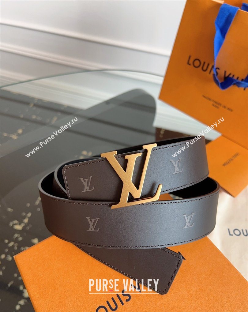 Louis Vuitton LV Embossed Leather Belt 4cm with LV Buckle Brown/Aged Gold 2026 LV031602 (99-260316089)